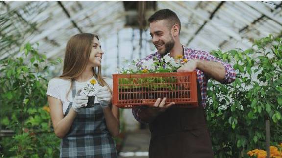 Florist arranging bouquet
